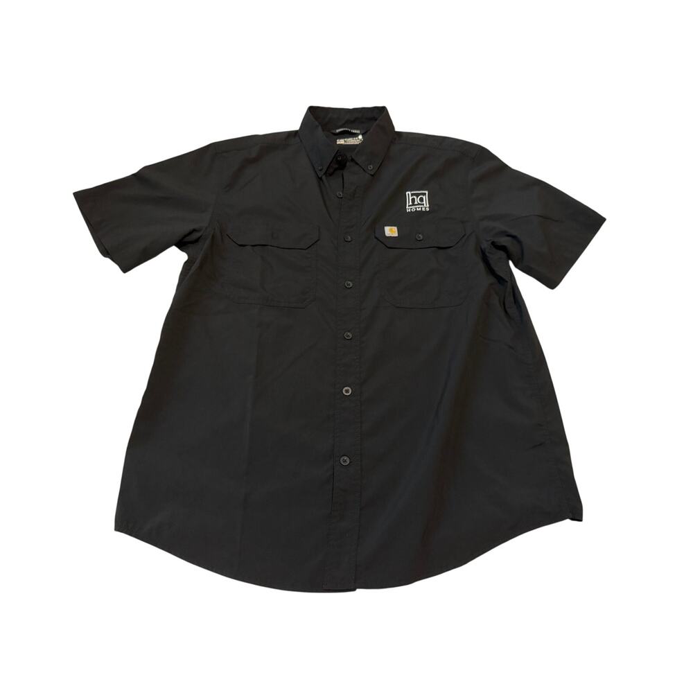 Carhartt Force Solid Work Shirt Mens Large Black Short Sleeve Button Down 105292